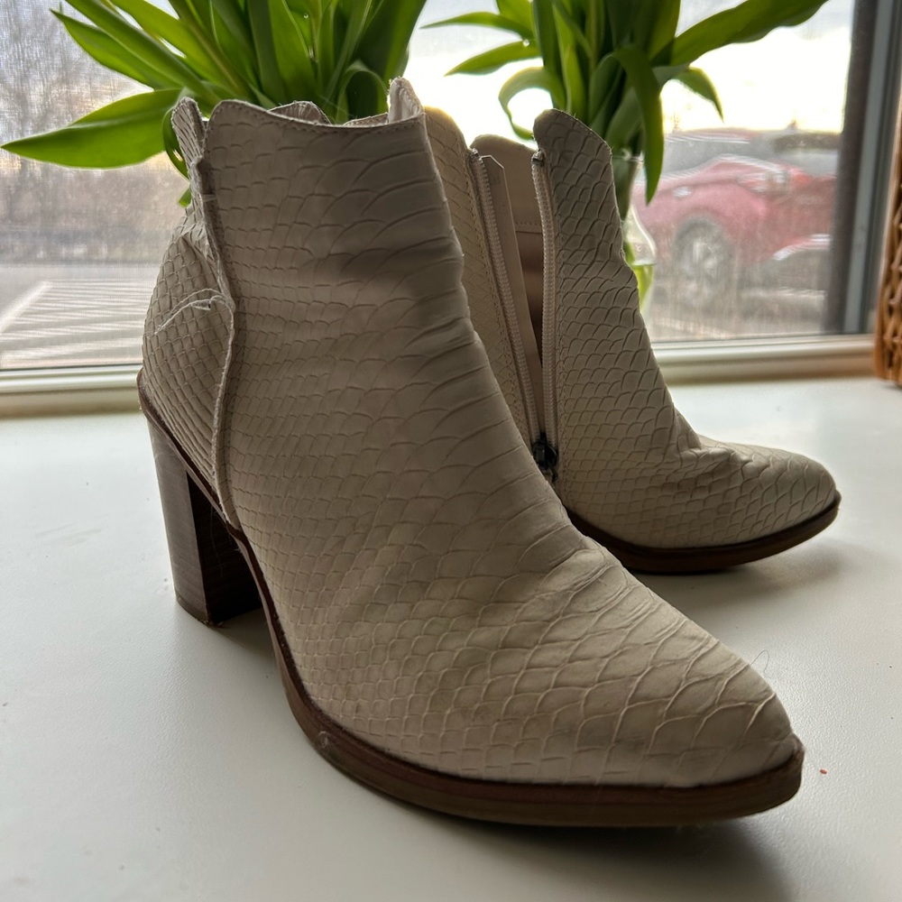 Cream ankle boots